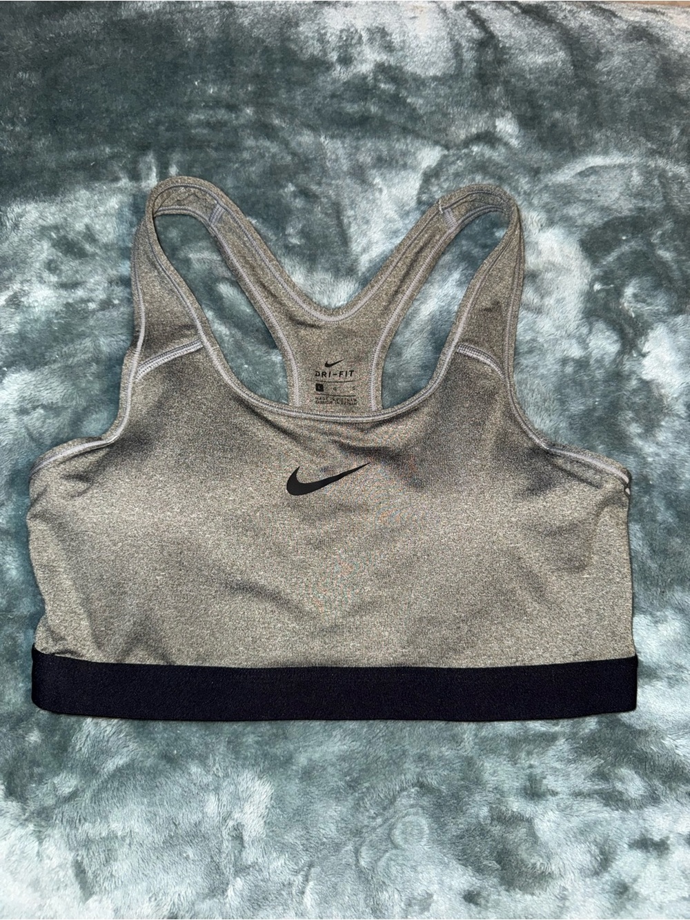 Nike Gray Dri-FIT Sports Bra with Black Underband